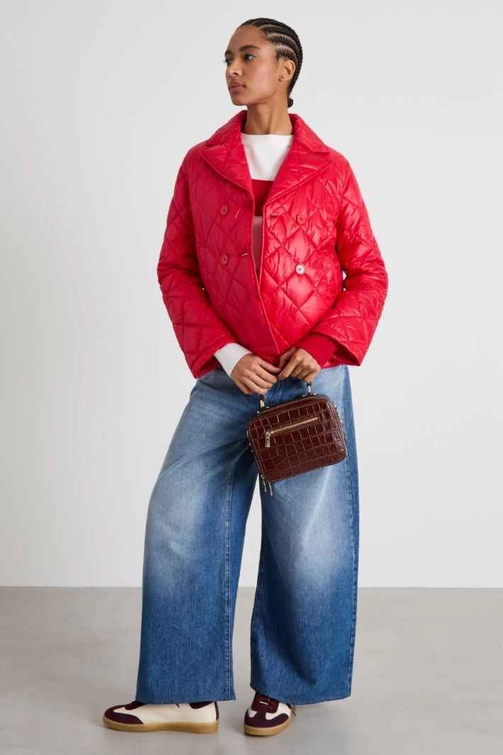 Double-breasted puffer jacket - RED