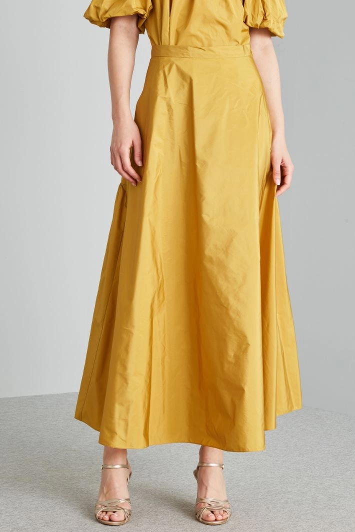 Flared flounced skirt - MUSTARD
