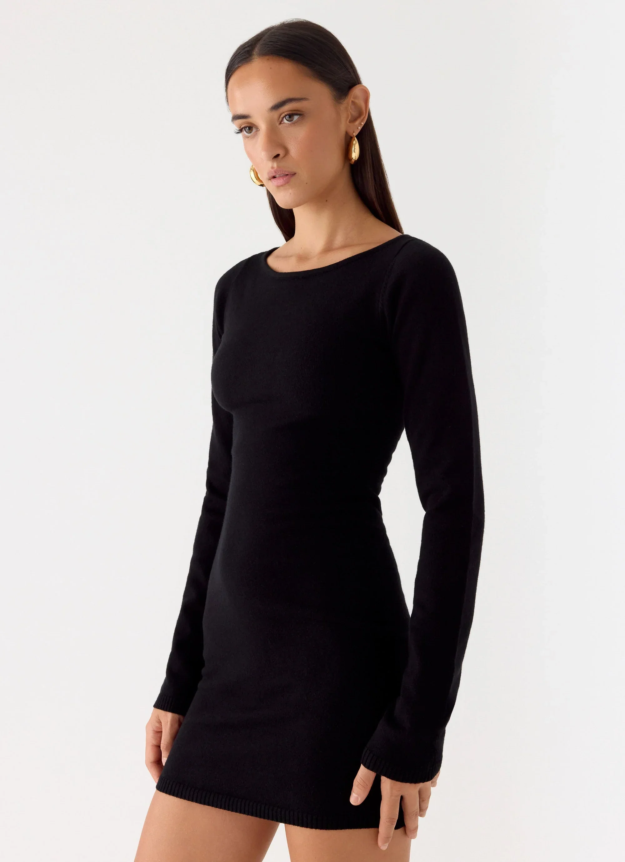 Soft Vision Knit Mini Dress - Black