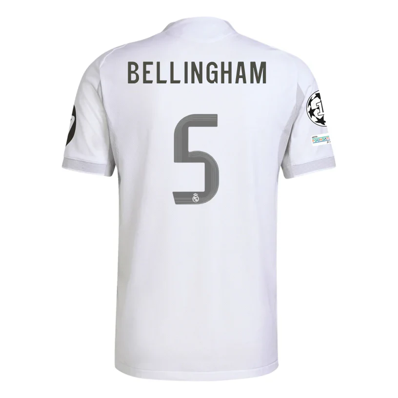 Jude Bellingham Real Madrid 25/26 Home Jersey w/ Champions League Patches (White)