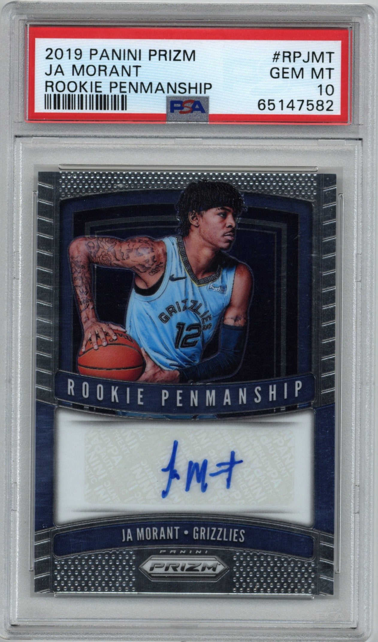 2019/20 Panini Prizm Ja Morant Auto Card #RP-JMT PSA 10