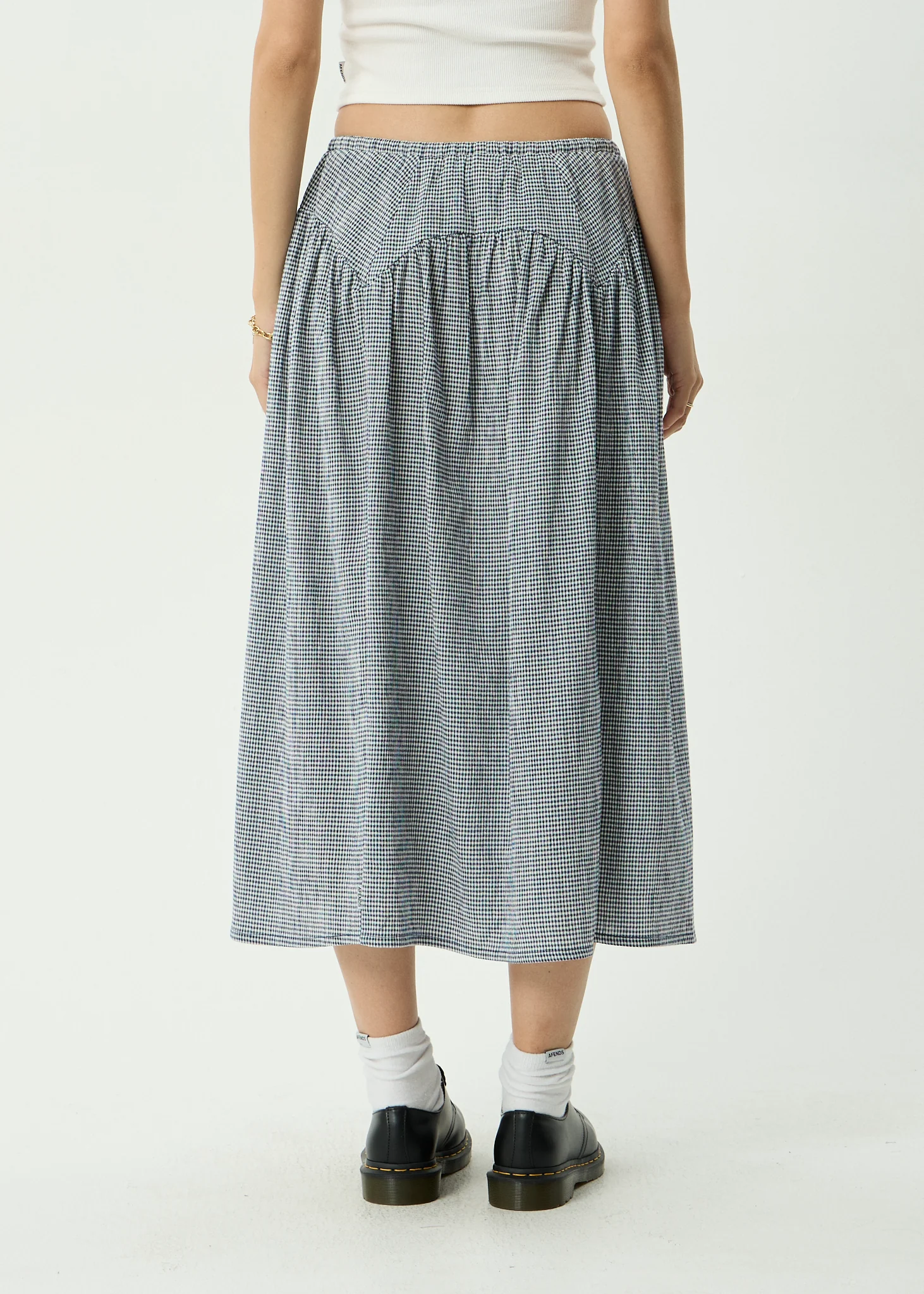 AFENDS Womens Marlow - Midi Skirt - Indy Navy Check