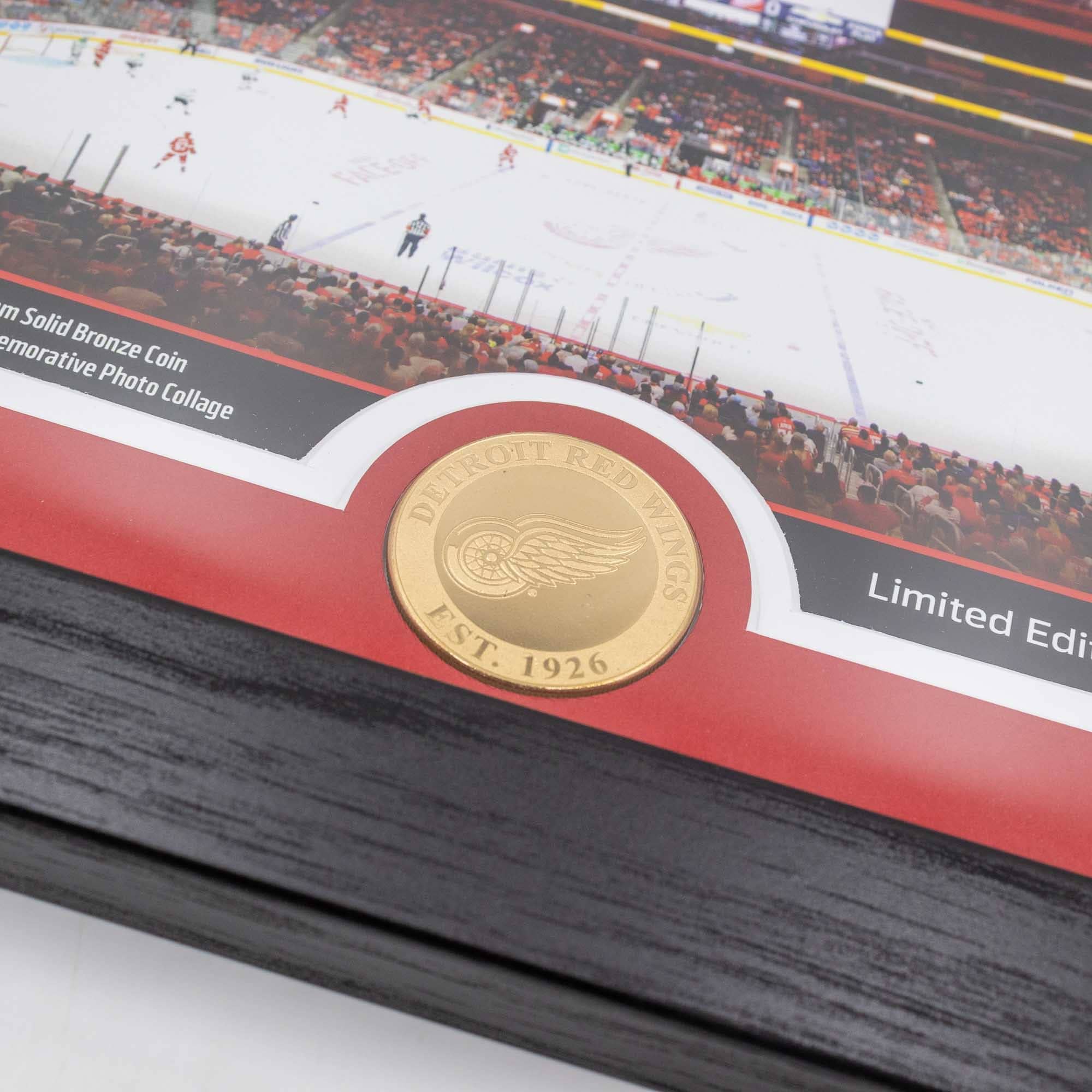 Detroit Red Wings 11-Time Stanley Cup Champions Bronze Coin Framed NHL Photo