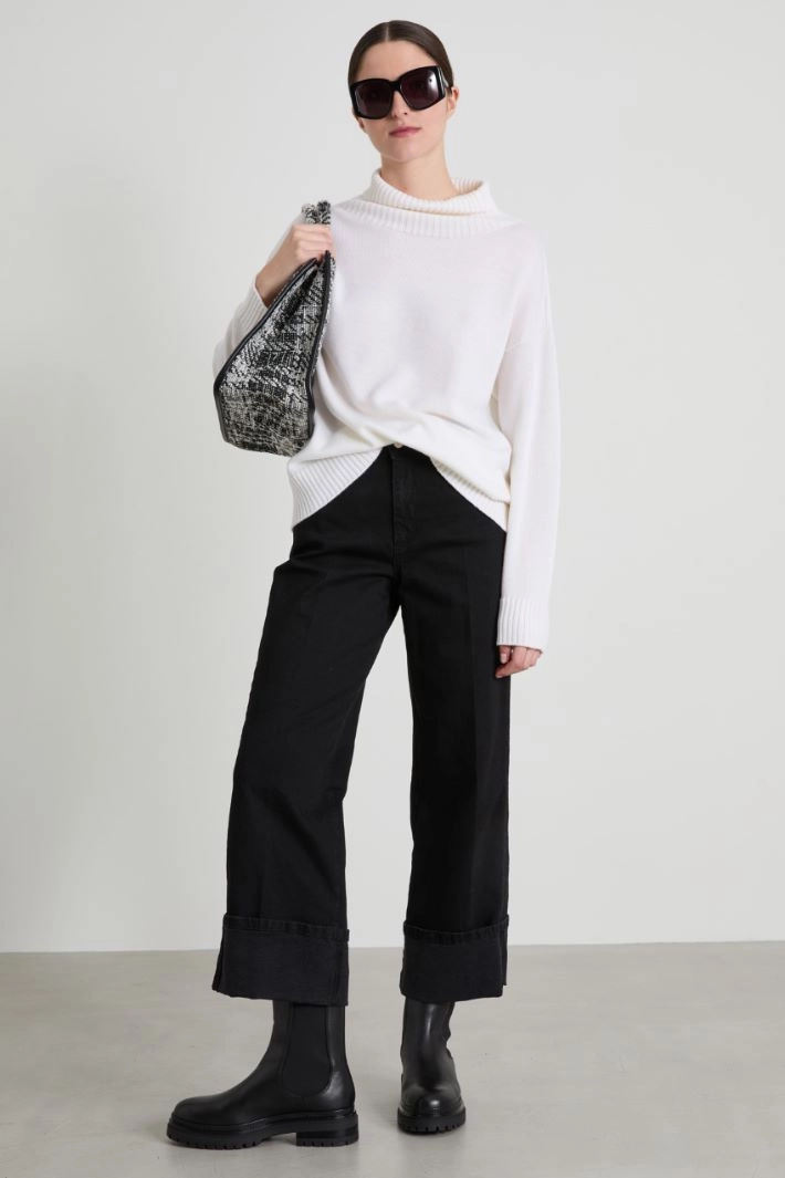 Turn-up jeans - BLACK