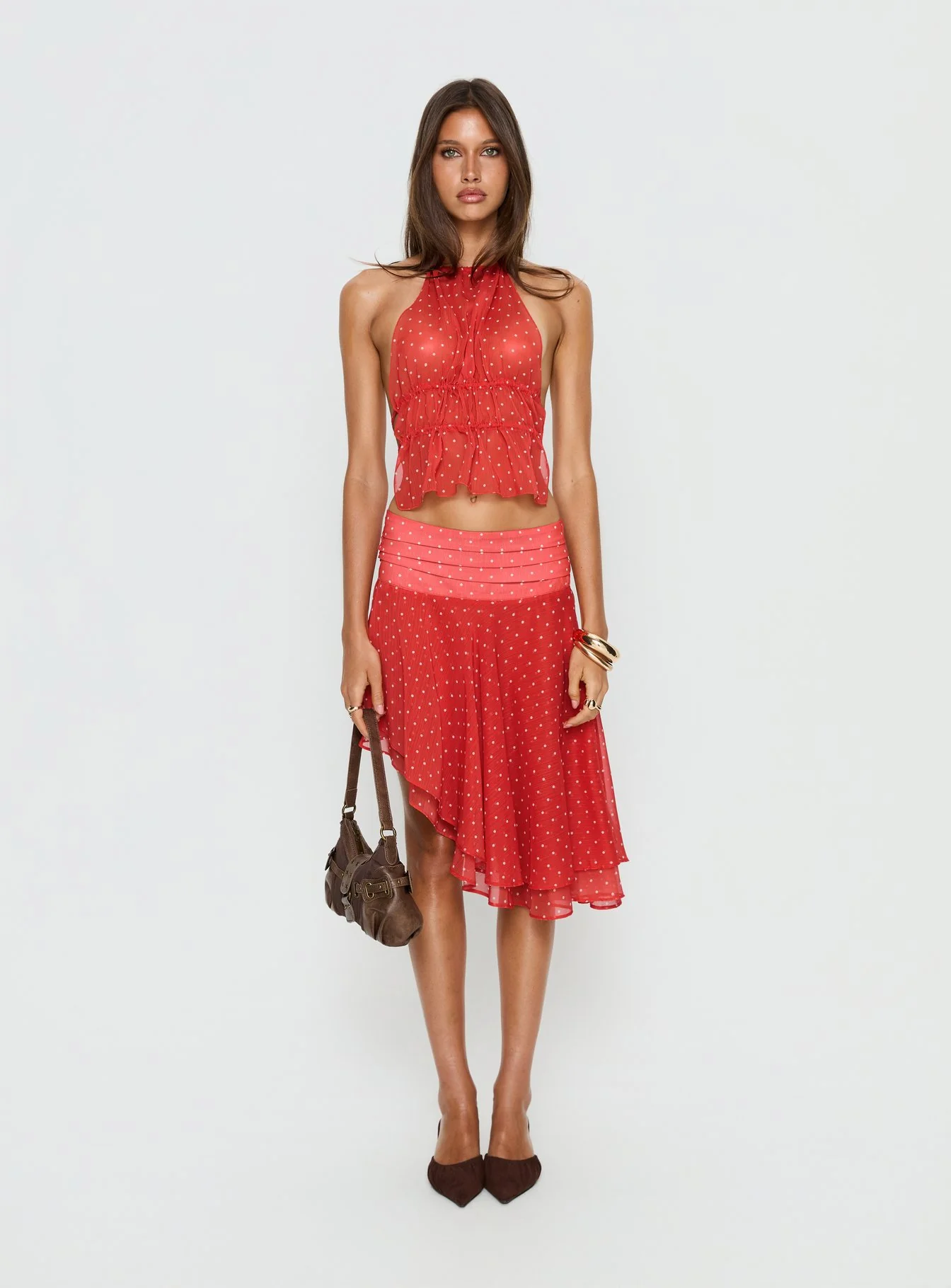 Legacy Halter Top Tomato Polka