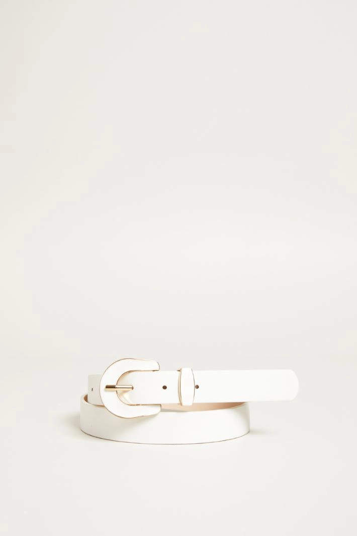 Lacquered buckle belt - WHITE