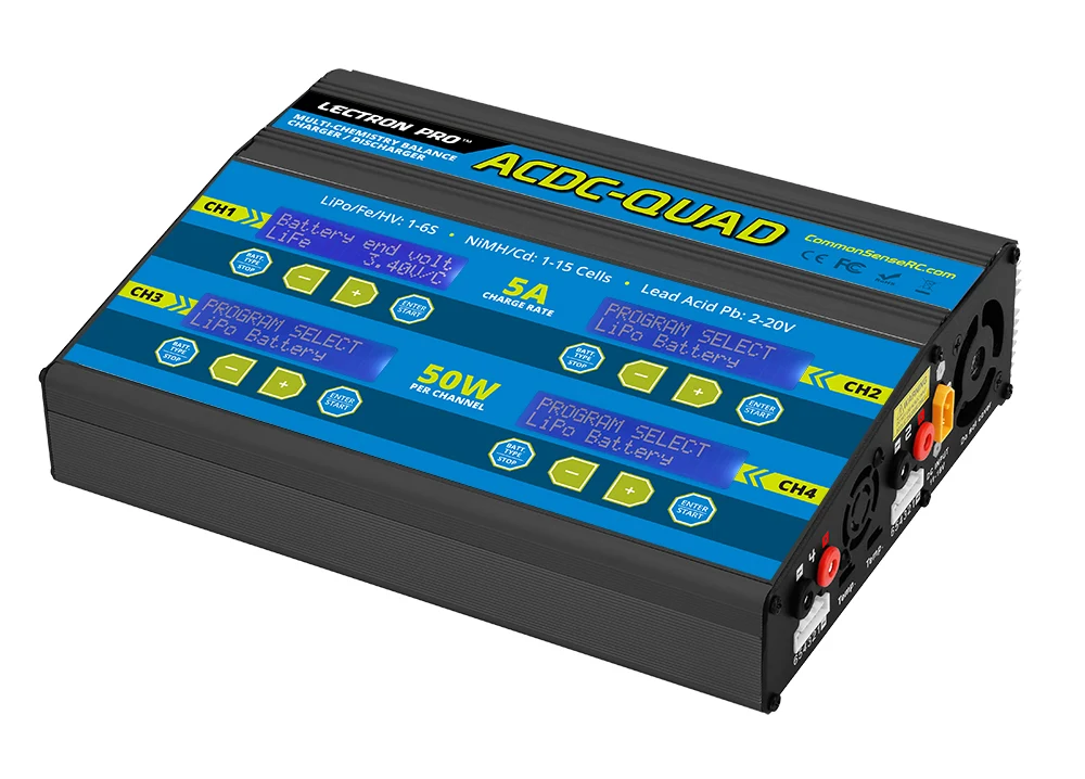 Lectron Pro 4-Port Multi-Chemistry Balancing Charger (LiPo/LiFe/LiHV/NiMH) COMACDC-QUAD