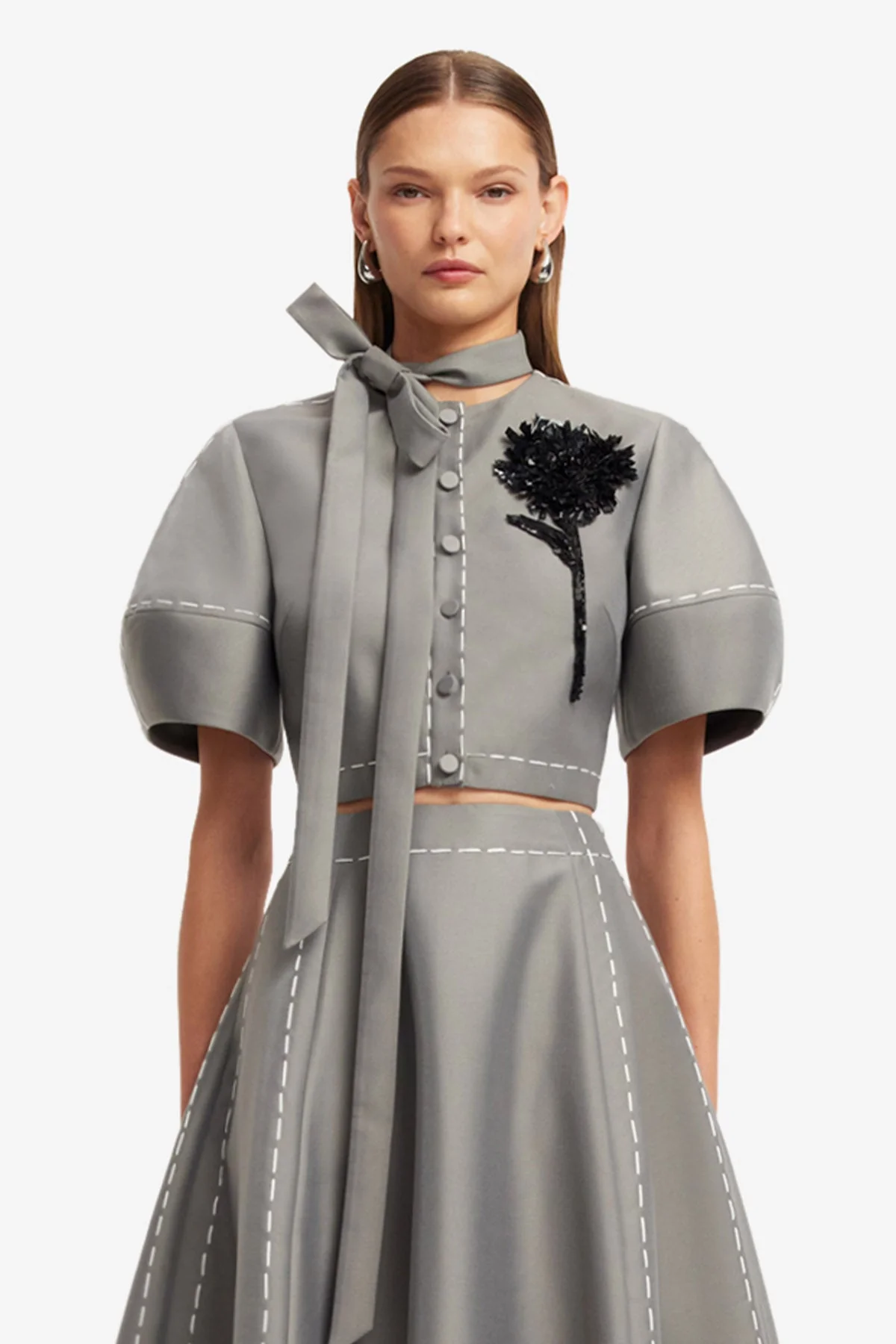 Molly Puff Sleeve Top - Steel
