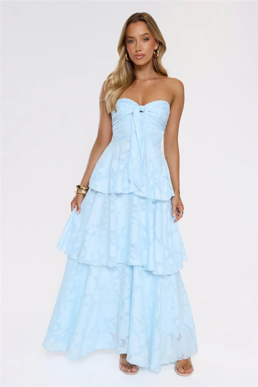 Frost Flare Strapless Maxi Dress Blue