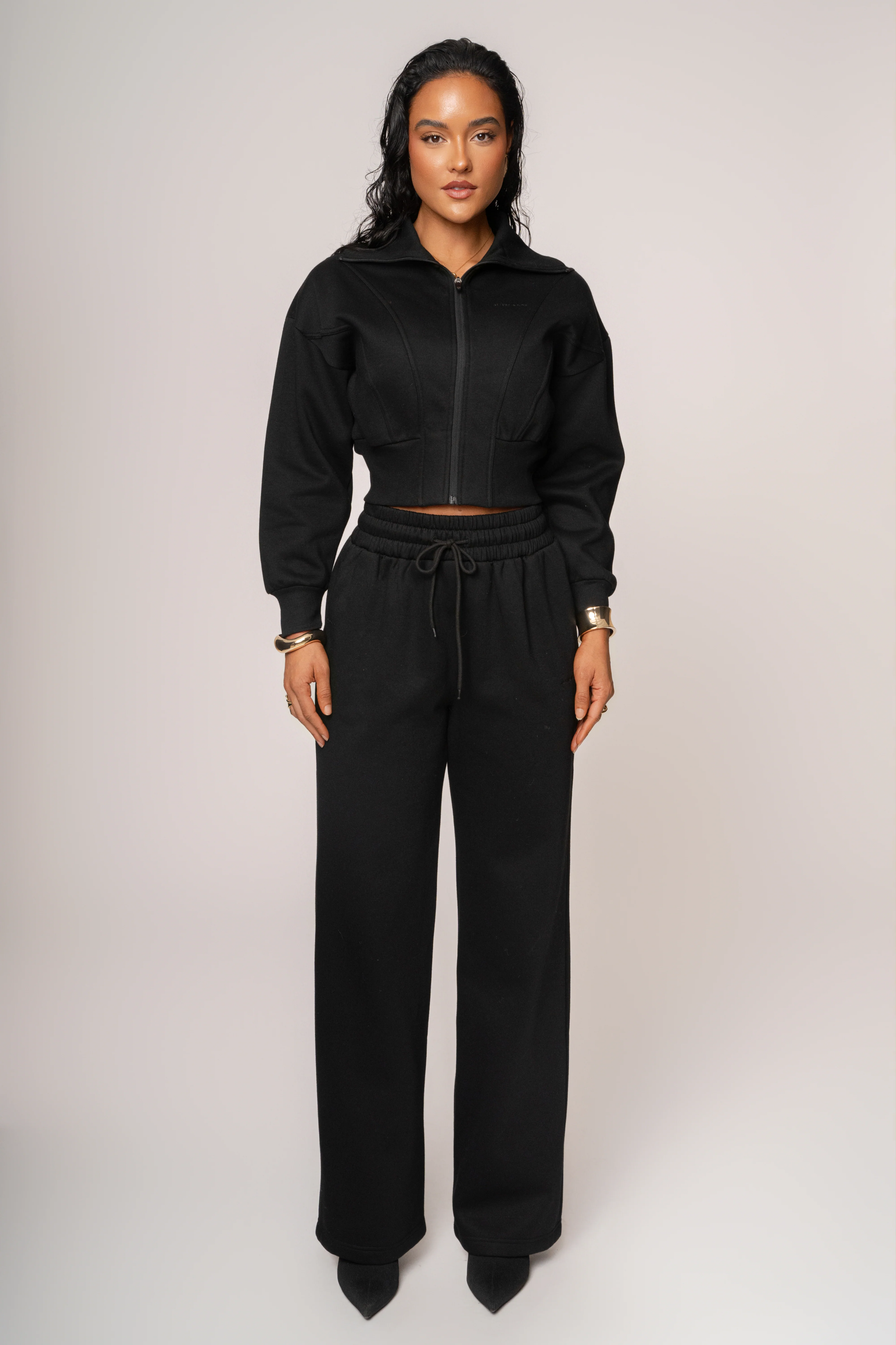 Black JLUXLABEL Logo Fleece Pants