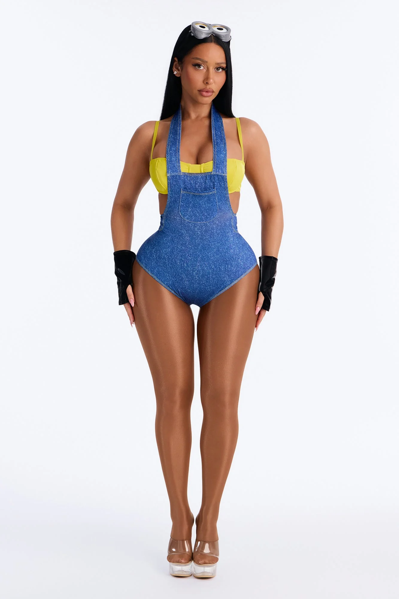 Babe In Overalls 4 Piece Costume Set - Blue/combo