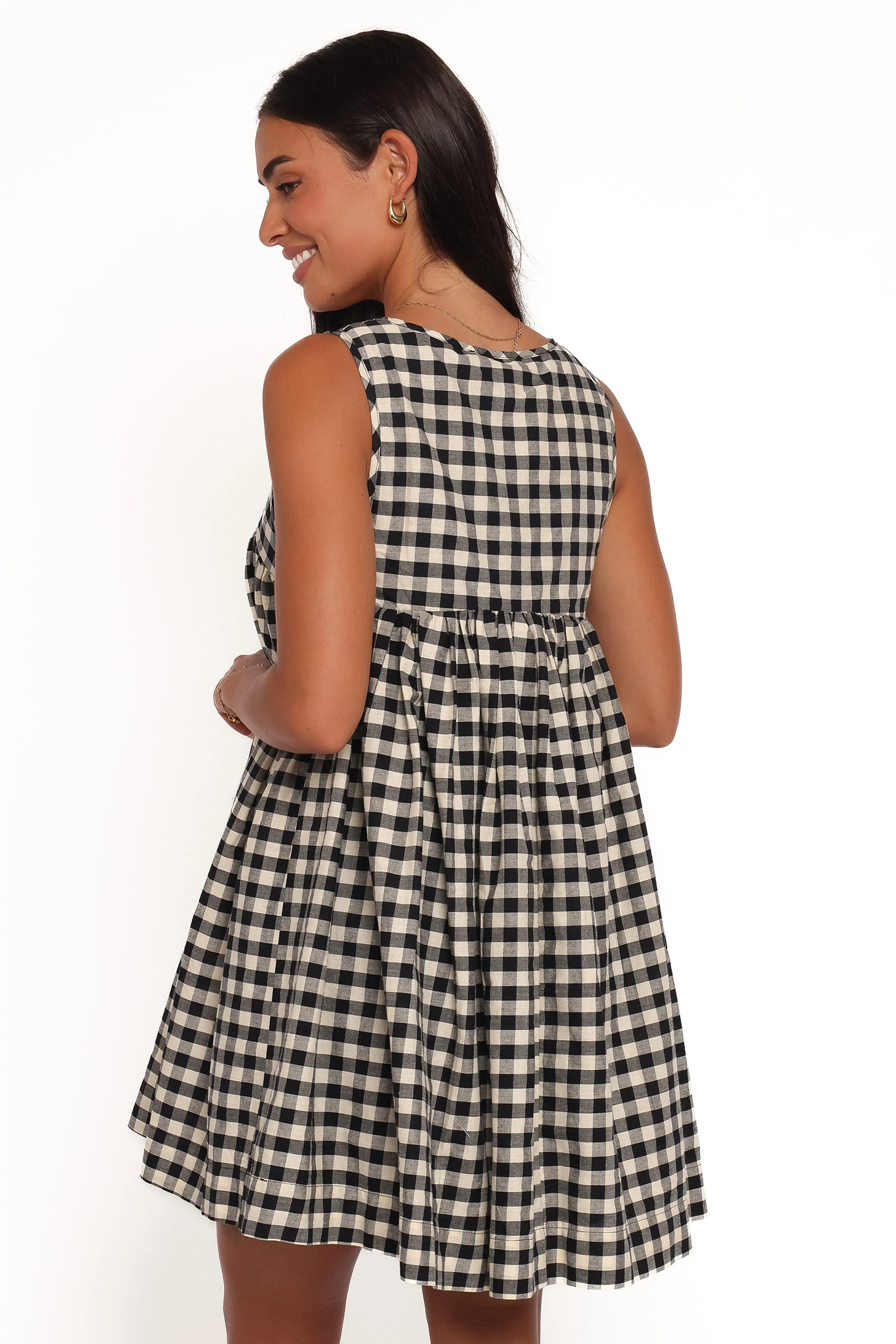 Atria Mini Dress - Black Cream Gingham