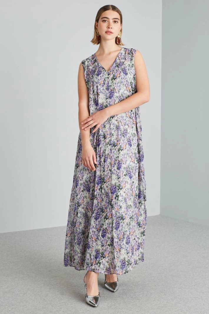 Long silk georgette dress - VIOLET GREEN