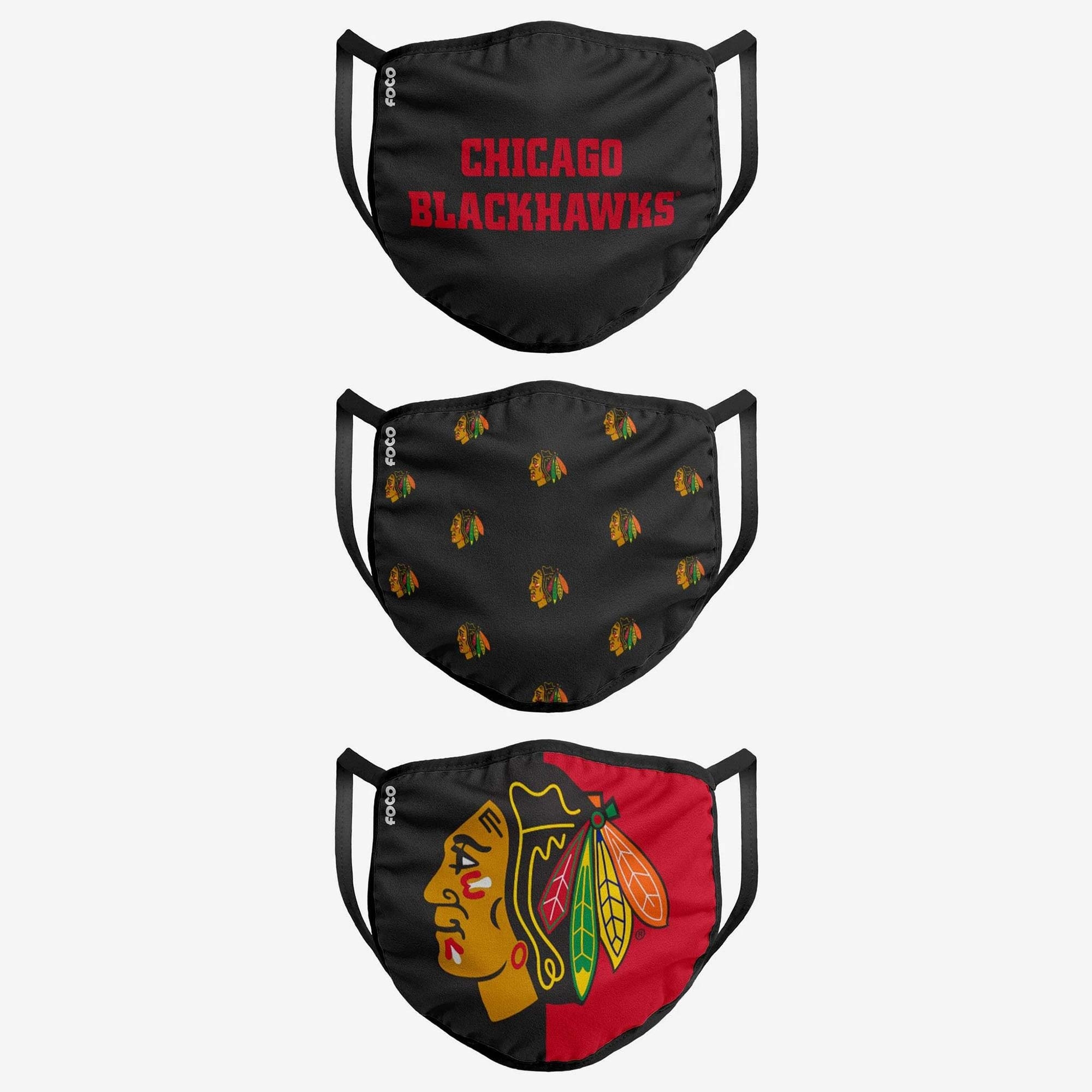 Chicago Blackhawks Face Covering NHL Face Mask (3-Pack)