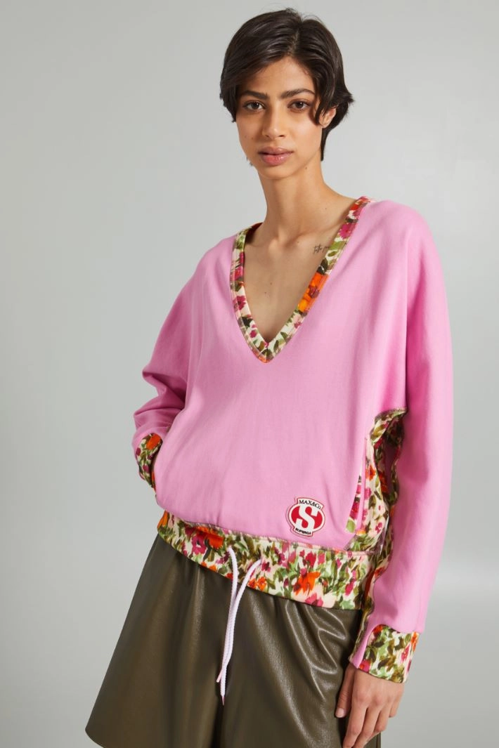 Sweatshirt with drawstring hem - PINK