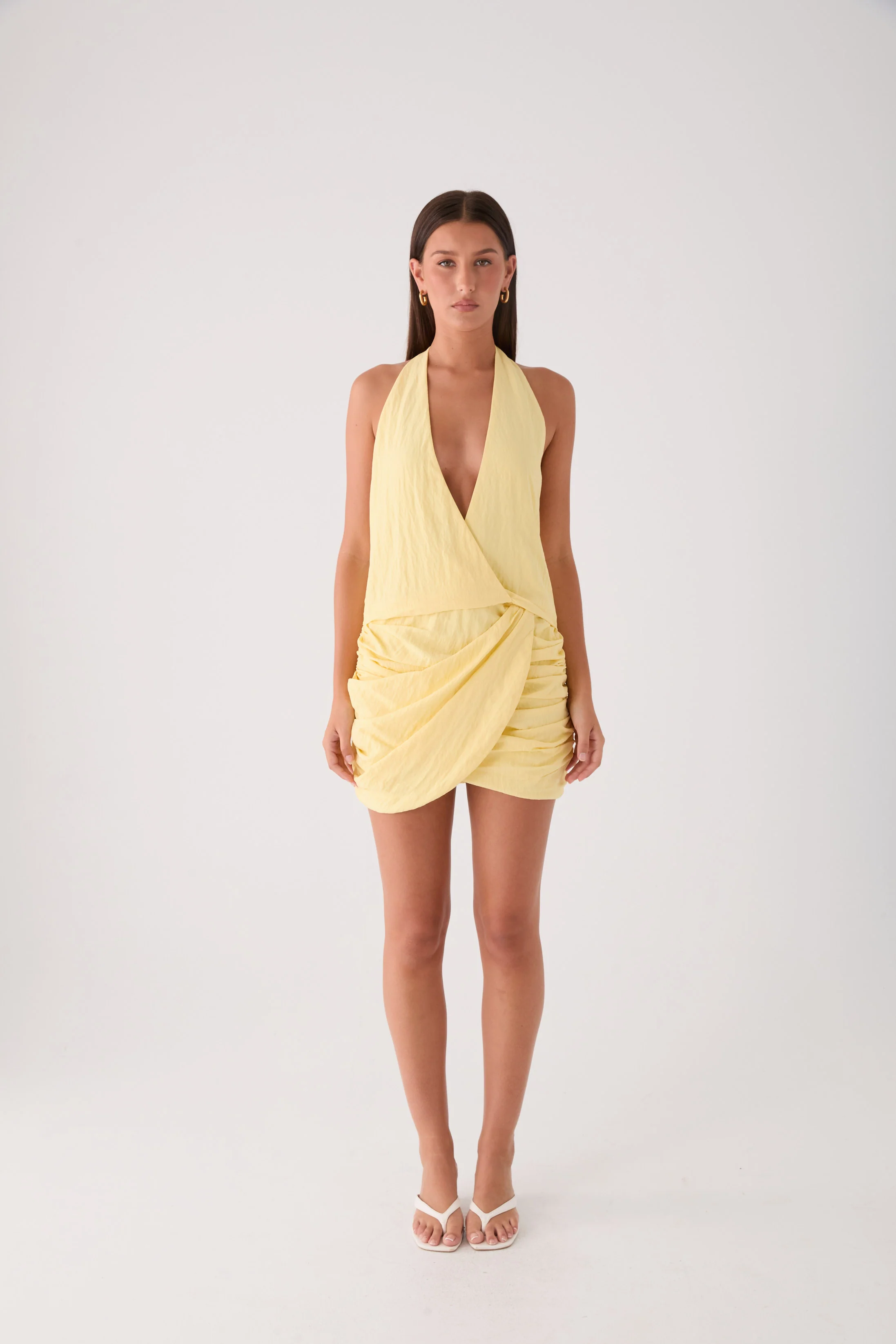 Asla Halter Mini Dress - Bright Lemon