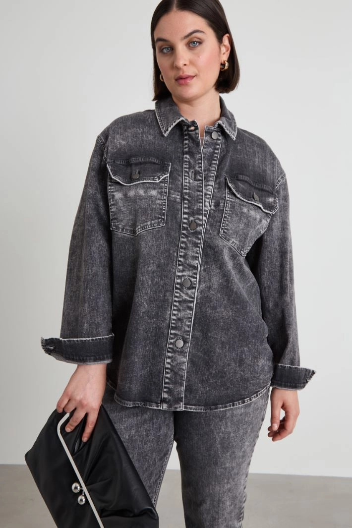 Cotton denim jacket - GREY