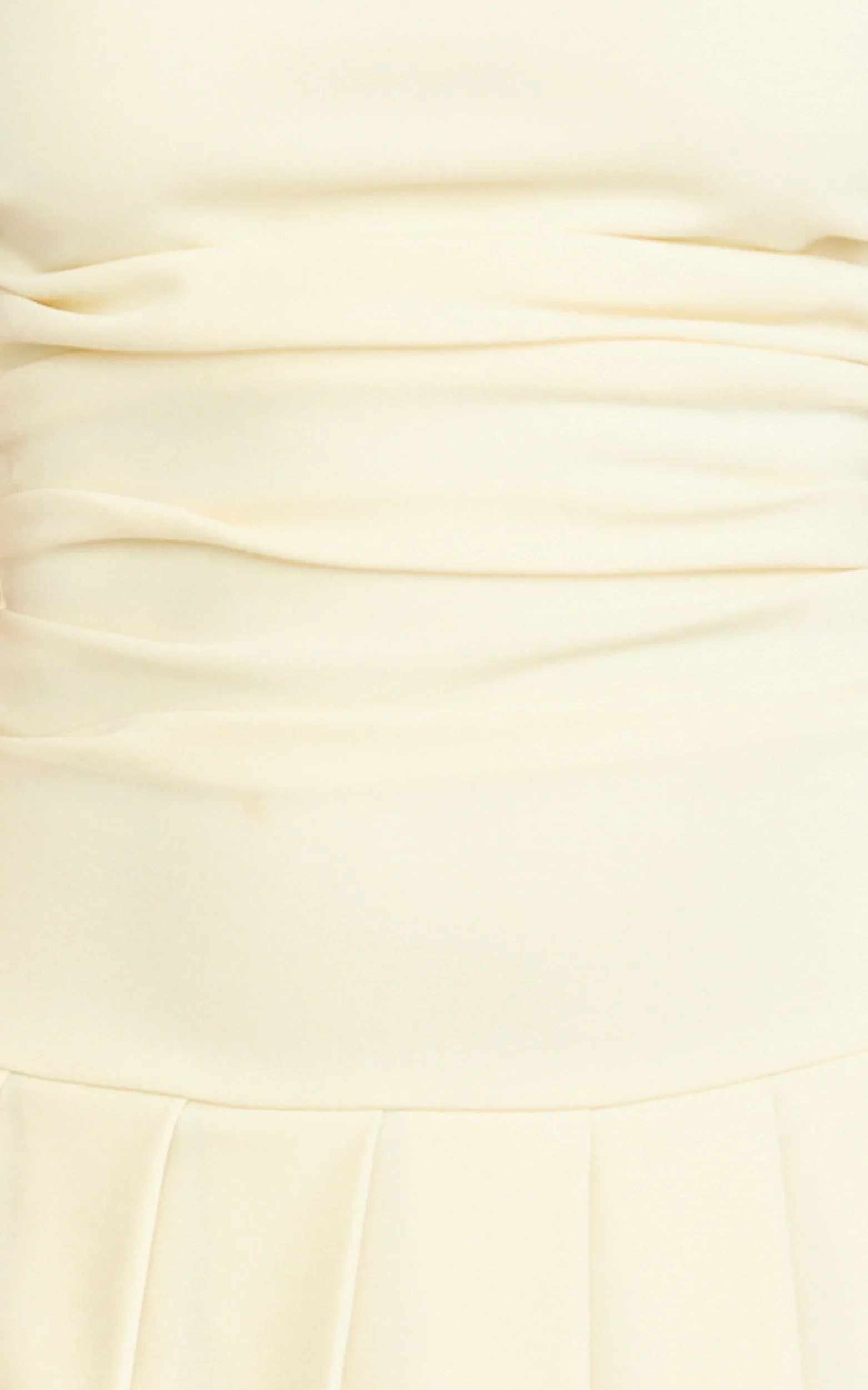 Daisy Mini Dress - Off Shoulder Ruched Pleated Skirt Dress in Cream