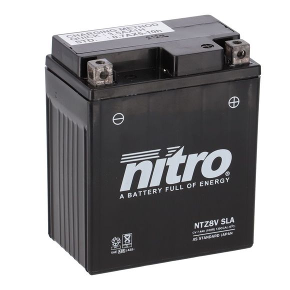 Nitro NTZ8V SLA Sealed Acid-Type Maintenance-Free Battery / Ready to UseRef: ytz8v-n- / ntz8v sla