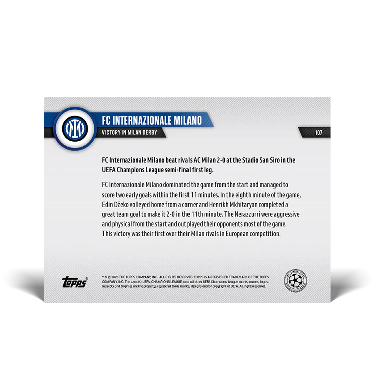 Topps UK - Victory in Milan Derby - UCL TOPPS NOW® Card #107