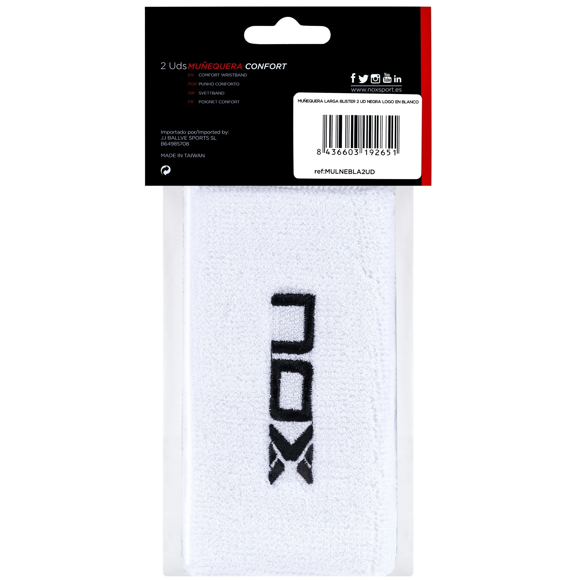 NOX long sport wristbands white/black