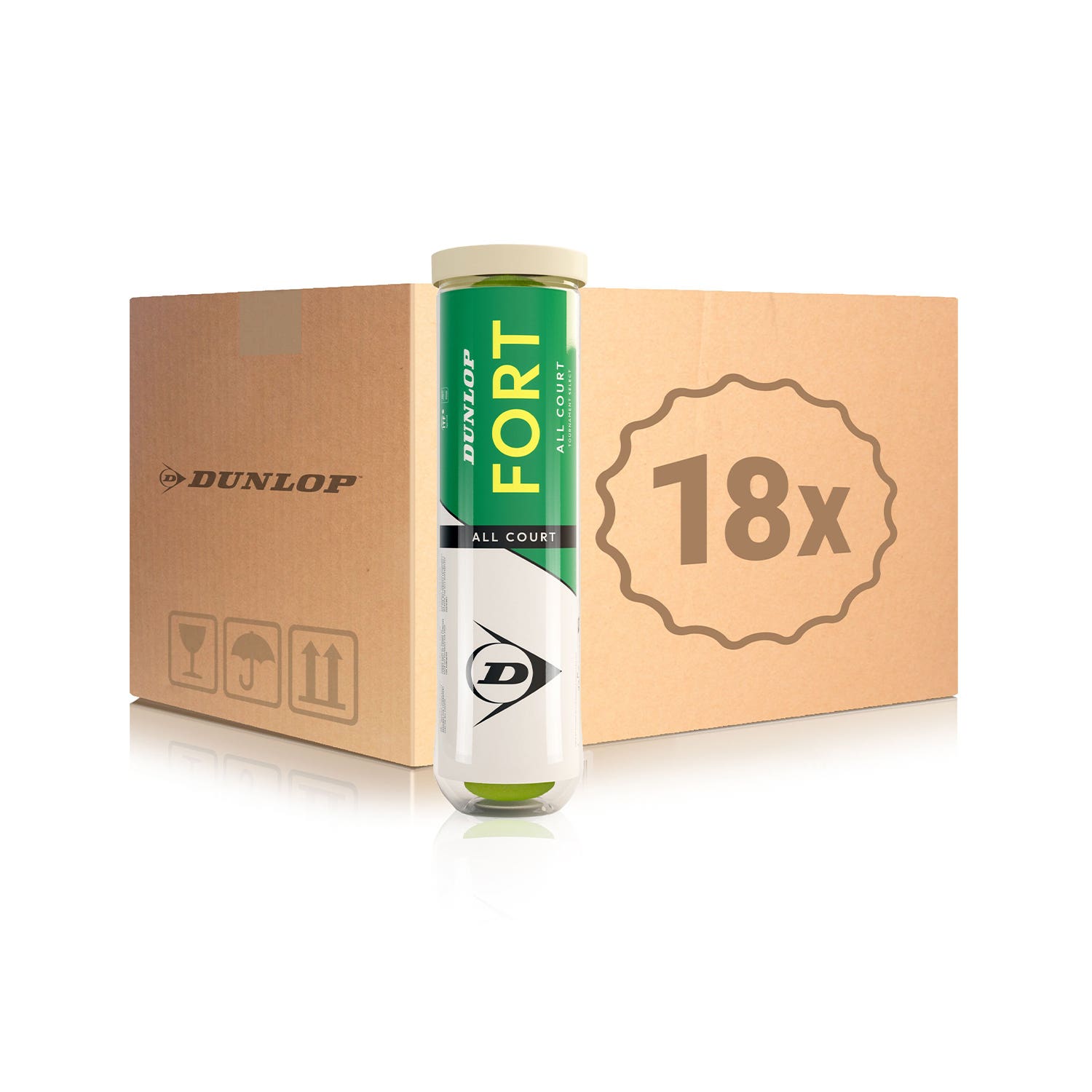 BOX 18 CANS X 4 BALLS DUNLOP FORT ALL COURT TS 4PET