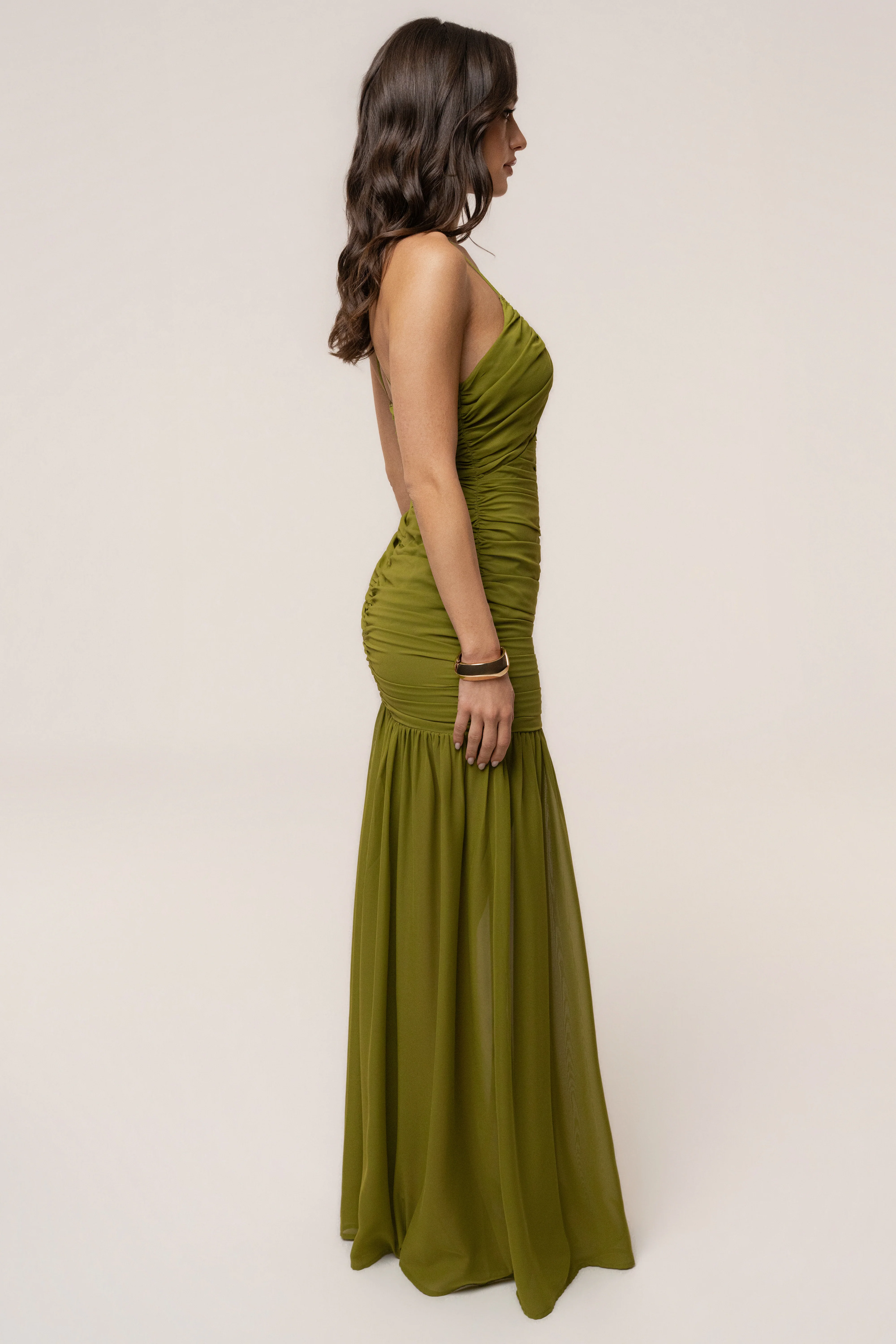 Lime Vienna Chiffon Maxi Dress