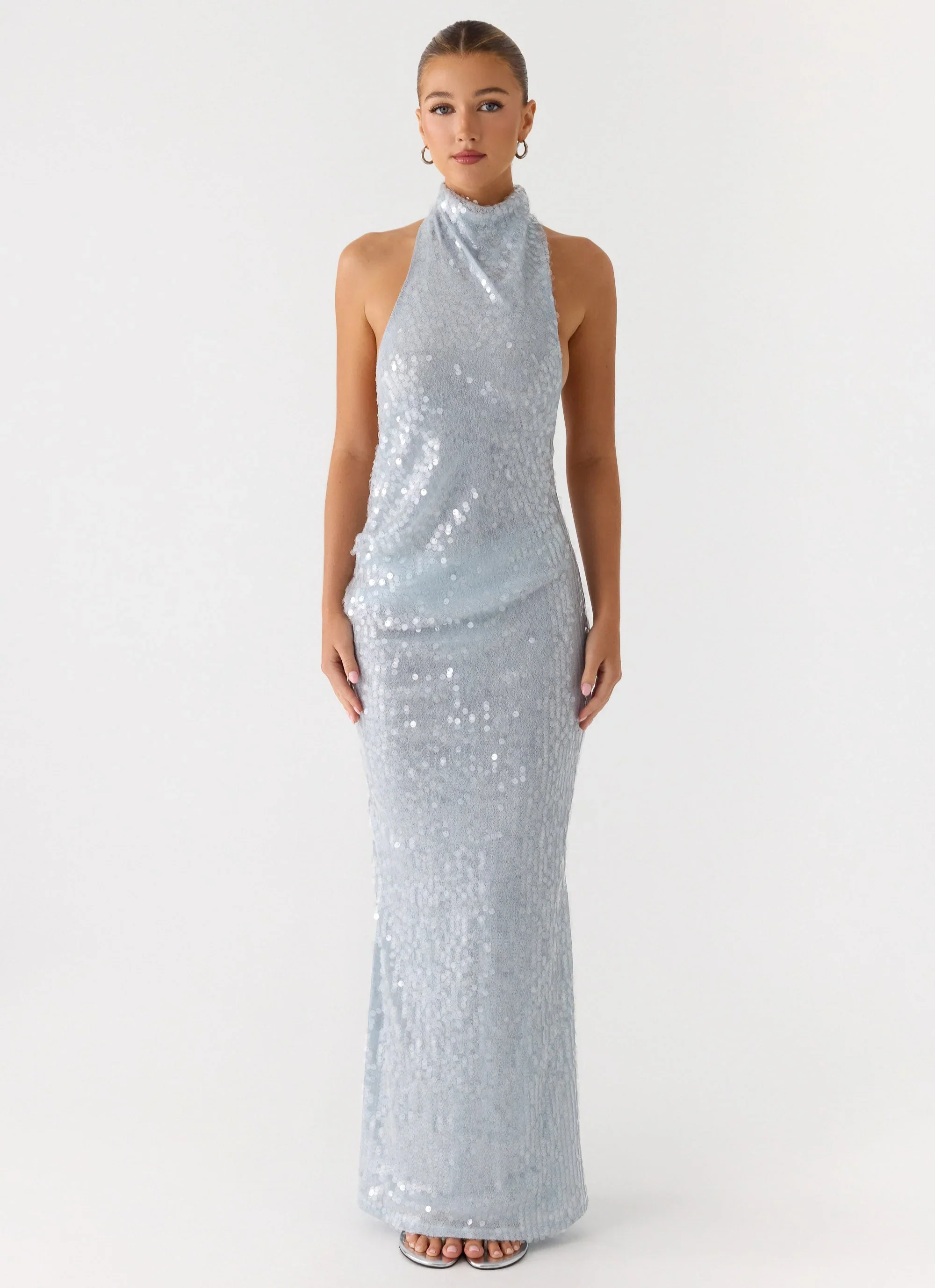 Kaida Sequin Maxi Dress - Misty Blue