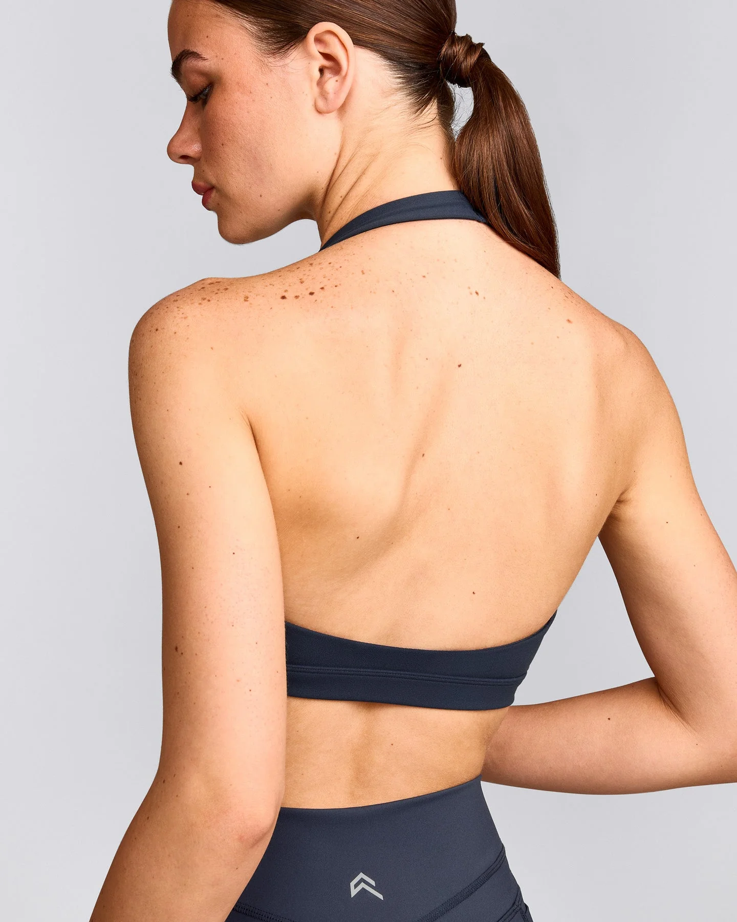 EasyLift™ Halter Bralette with Grey Logo | True Blue