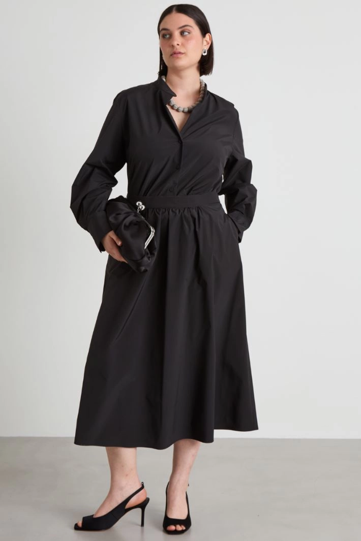 Flared taffeta skirt - BLACK