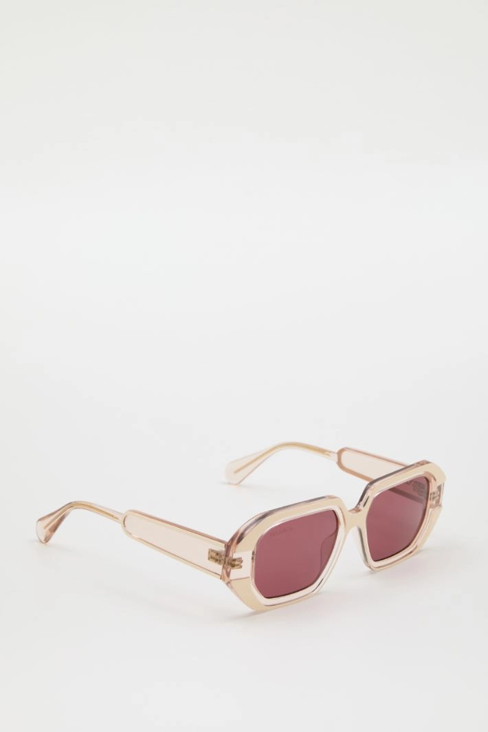 Geometric glasses with bas reliefs - IVORY PINK