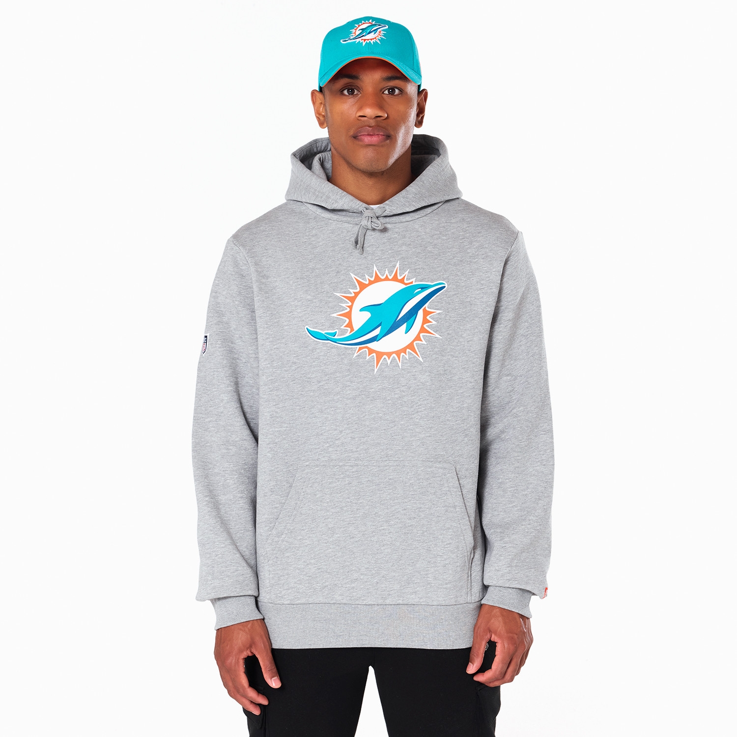 Miami Dolphins Logo Hoodie NFL Sweatshirt Grey