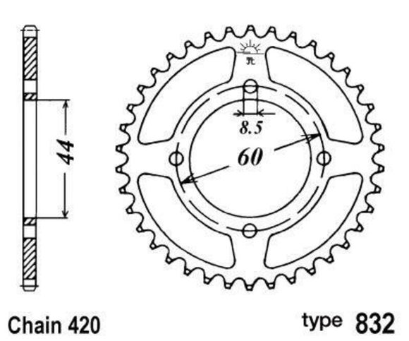 Standard Steel Sprocket B1 - 420YAMAHA 50 DT 50 R ENDURO - 1997 - 1998Ref: BONE00012A / 1047667