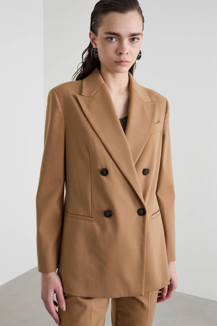 Wool twill blazer - CAMEL