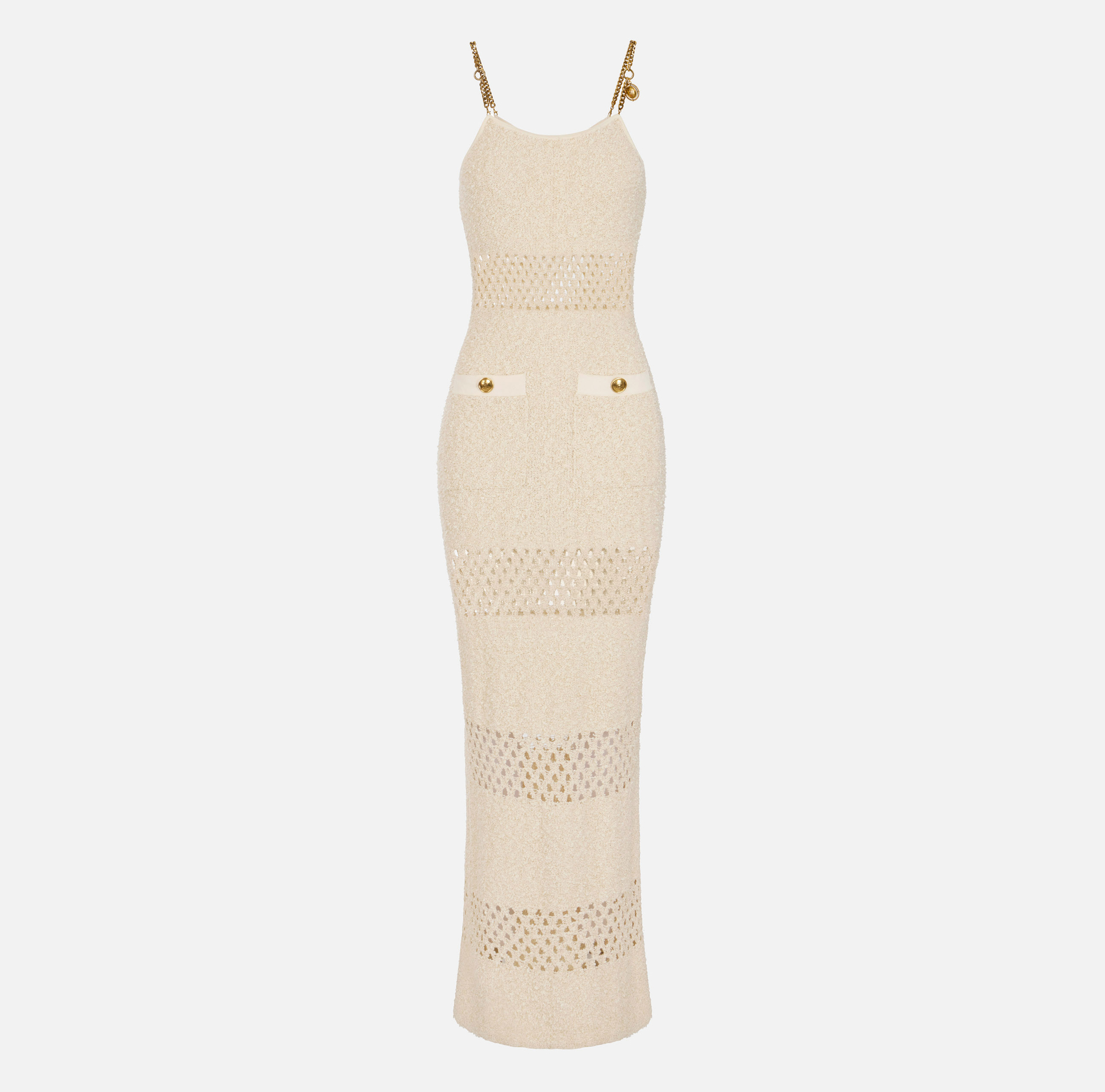 Bouclé knit dress with cut-outs