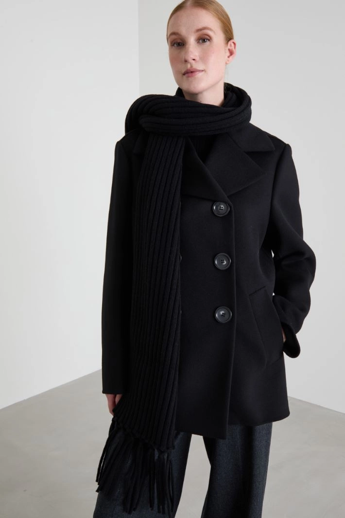 Long wool scarf - BLACK