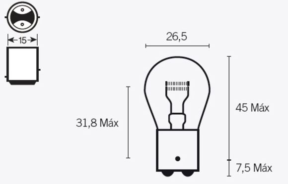 Tecnium S25 12V 21/5W bulb - Universal x10Ref: TE01140A / 1079293