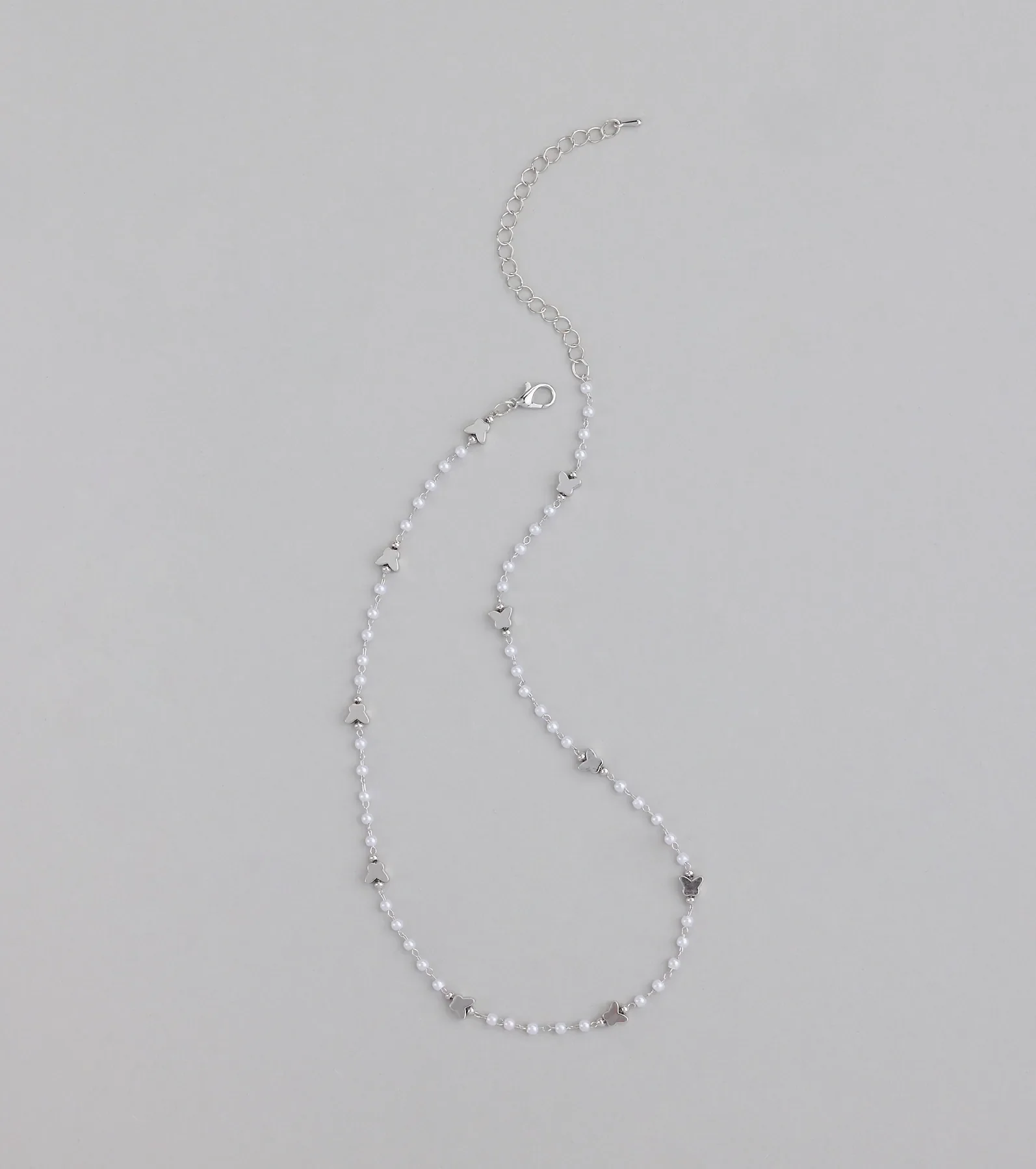Cute Dainty Butterfly Pearl Beaded Necklace