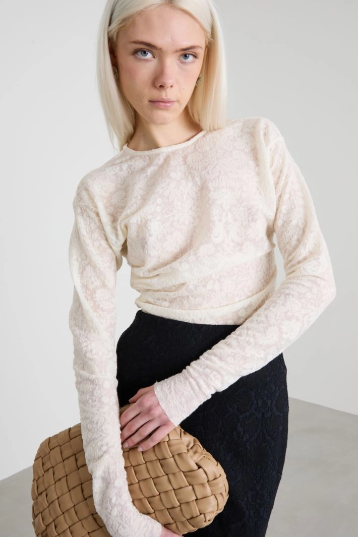 Lace jersey T-Shirt - IVORY