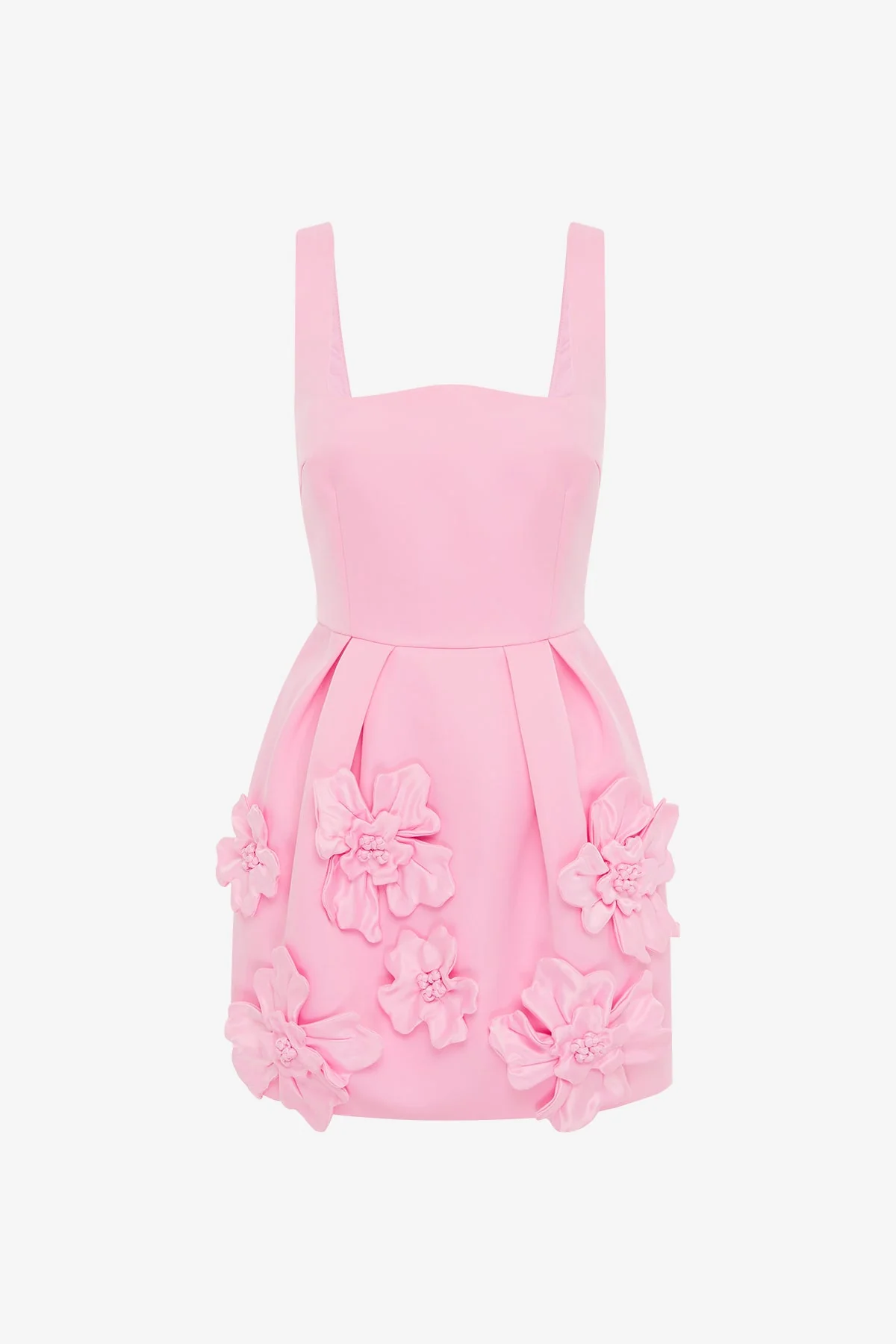 Piper Floral Appliqué Bell Shape Mini Dress - Baby Pink