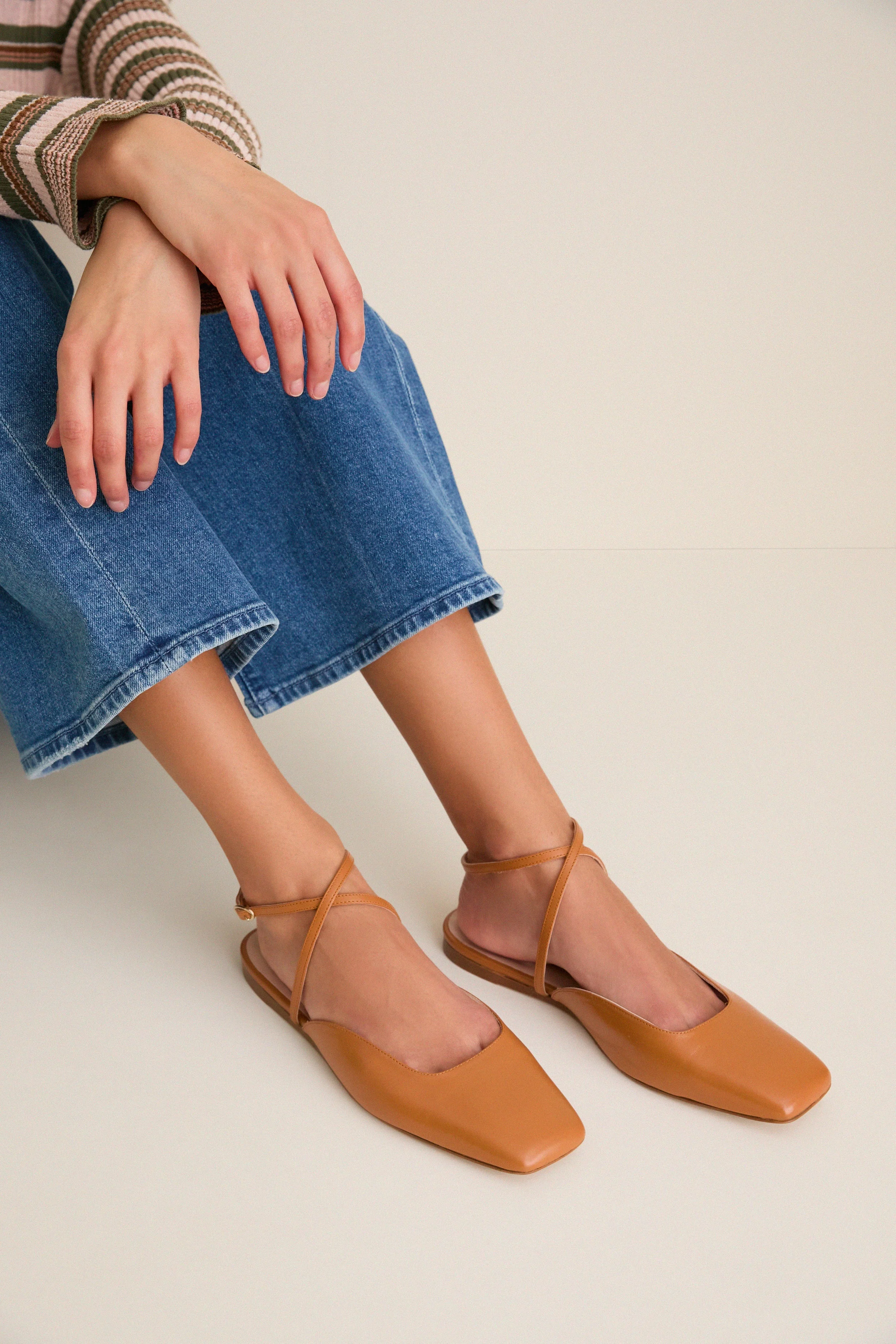 Cognac Leather Lillie Flats