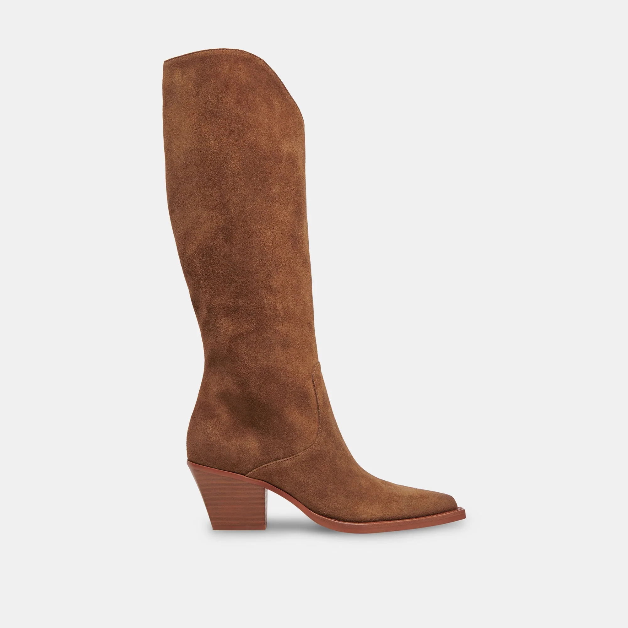 Raj Wide Calf Boots Brown Suede