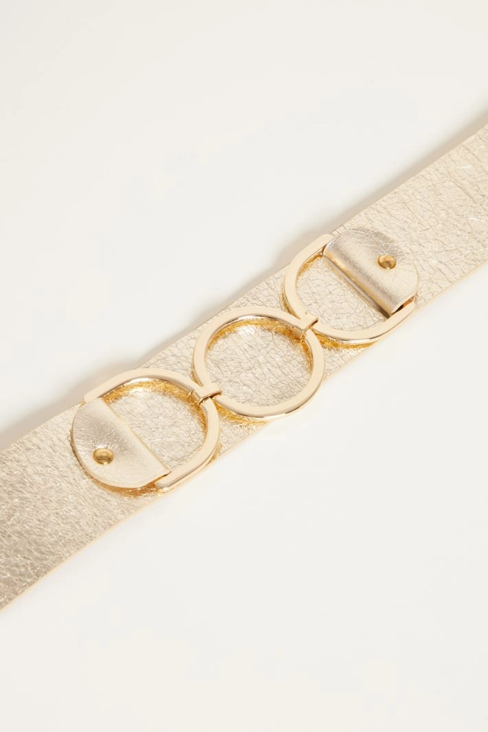 Wide laminated leather belt - GOLD