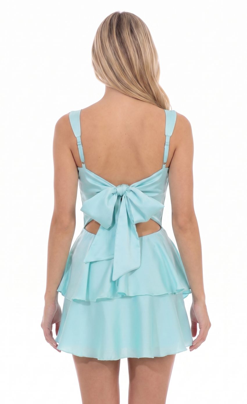 Gathered Mini Dress in Aqua