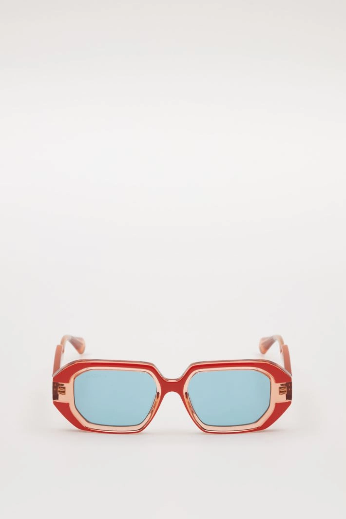 Geometric glasses with bas reliefs - ORANGE