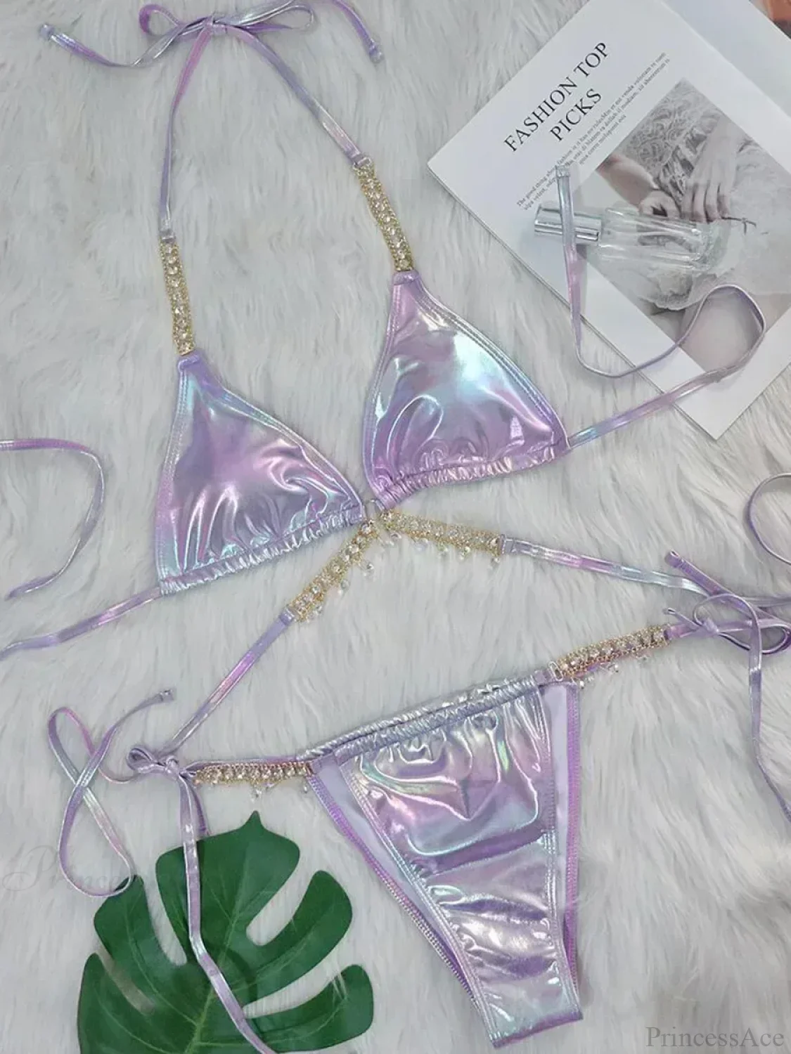 Wrap Around Metal Chains Bikini Set