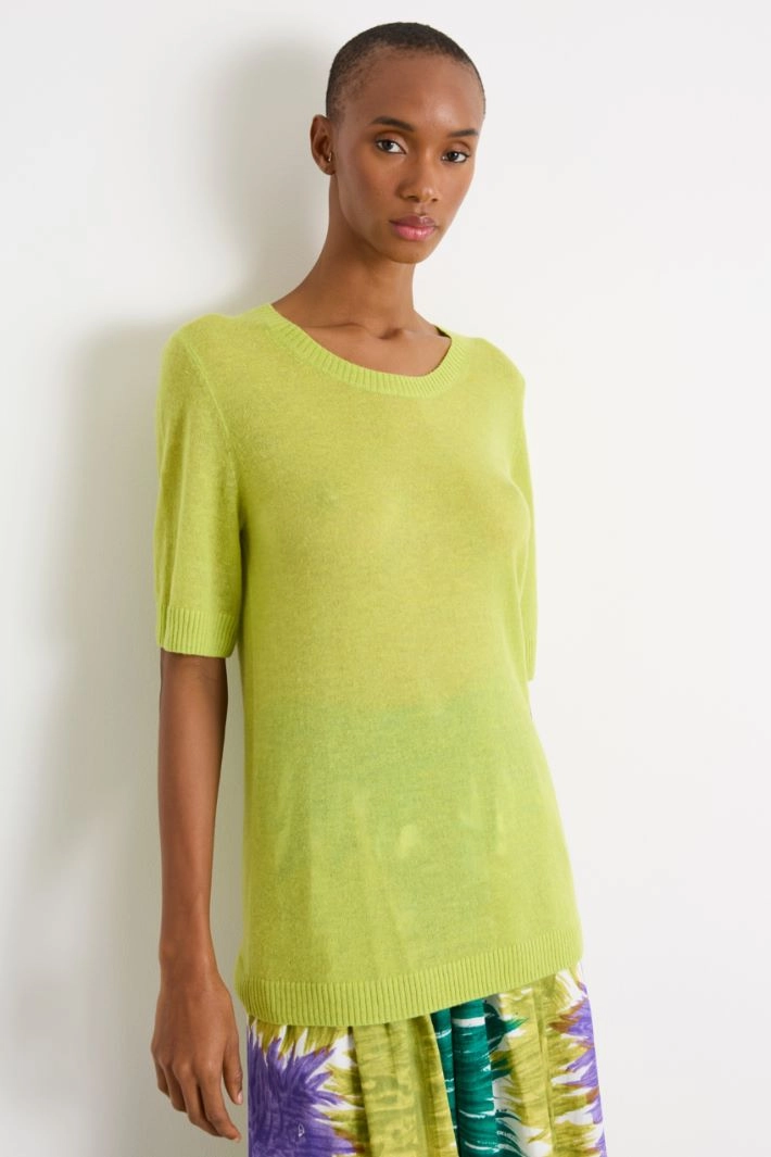 Knit T-shirt - LIGHT GREEN