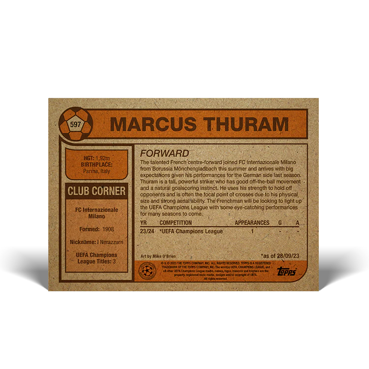 Topps UK - UCC Living Set Card #597 - Marcus Thuram