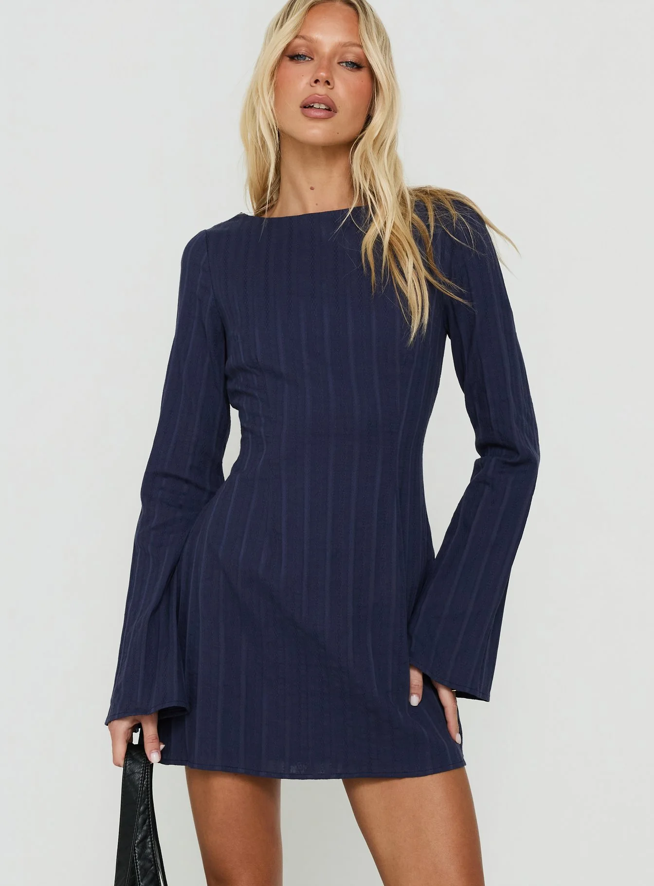 Alfalfa Long Sleeve Mini Dress Navy