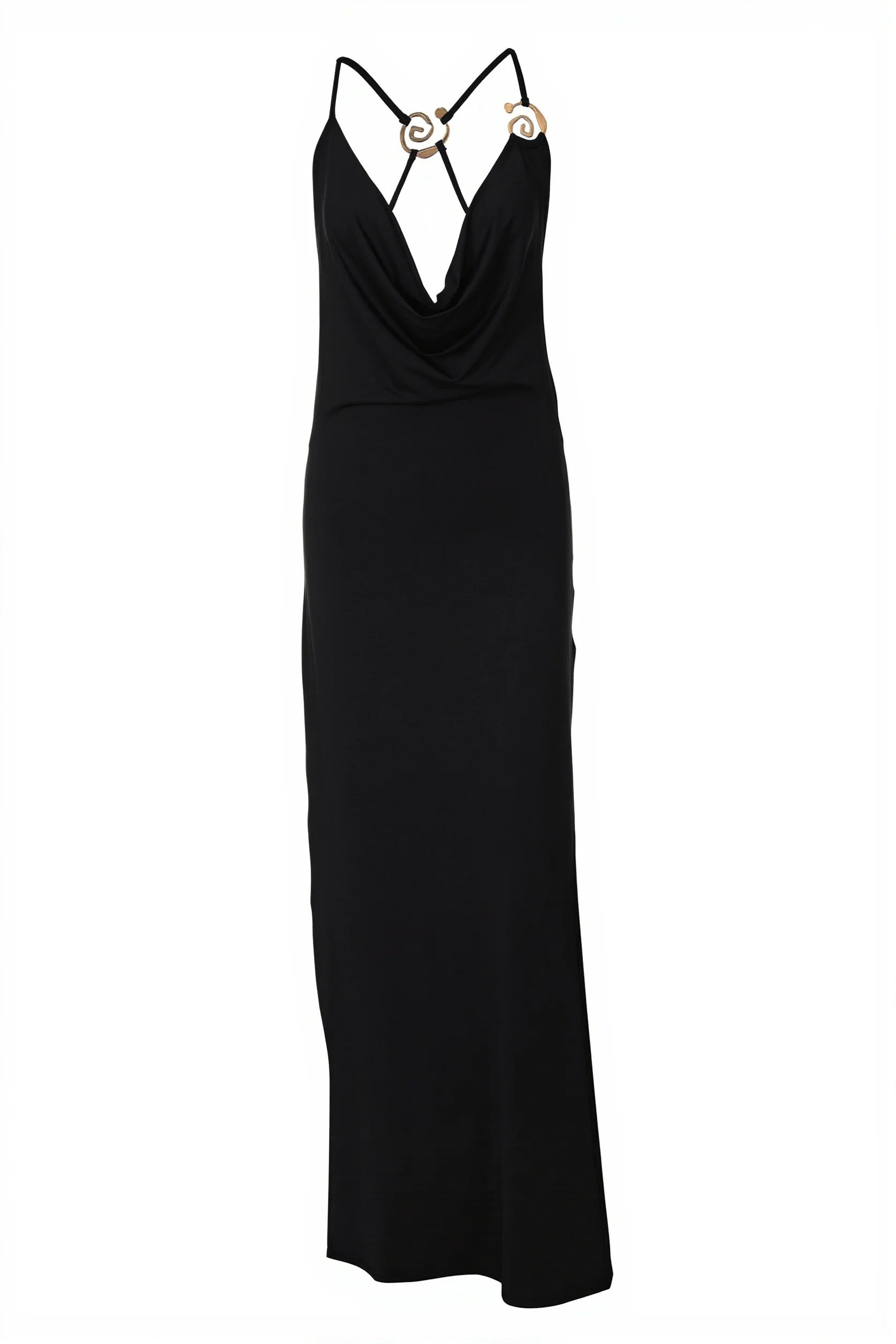 Chic Solid Deep V Cami Backless Slim Fit Maxi Dress